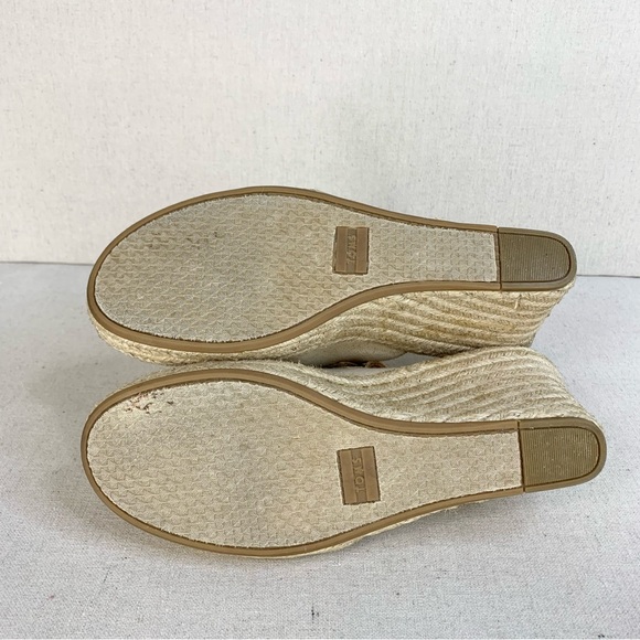 Toms - Monica Classic Linen/Leather Wedge Slingback Espadrille Sandal - Size 10 - Picture 8 of 11